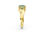 Fancy Green Asscher Cut Diamond Solitaire Ring in Yellow gold with Smooth Wide Band and Prong Setting_2