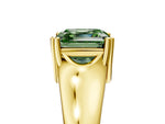 Fancy Green Asscher Cut Diamond Solitaire Ring in Yellow gold with Smooth Wide Band and Prong Setting_5