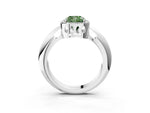 Fancy Green Cushion Cut Diamond Halo Engagement Ring in Platinum with Plain Split Shank and Prong Setting_15