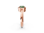 Fancy Green Cushion Cut Diamond Halo Engagement Ring in Rose gold with Plain Split Shank and Prong Setting_2