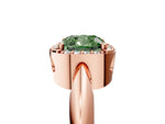 Fancy Green Cushion Cut Diamond Halo Engagement Ring in Rose gold with Plain Split Shank and Prong Setting_5