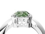 Fancy Green Cushion Cut Diamond Halo Engagement Ring in Silver with Plain Split Shank and Prong Setting_16