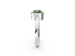 Fancy Green Cushion Cut Diamond Halo Engagement Ring in White gold with Plain Split Shank and Prong Setting_2