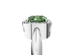 Fancy Green Cushion Cut Diamond Halo Engagement Ring in White gold with Plain Split Shank and Prong Setting_5
