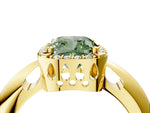 Fancy Green Cushion Cut Diamond Halo Engagement Ring in Yellow gold with Plain Split Shank and Prong Setting_4