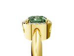 Fancy Green Cushion Cut Diamond Halo Engagement Ring in Yellow gold with Plain Split Shank and Prong Setting_5