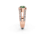 Fancy Green Cushion Cut Diamond Halo Ring in Rose gold with Split Shank Band and Prong Setting_2