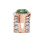 Fancy Green Cushion Cut Diamond Halo Ring in Rose gold with Split Shank Band and Prong Setting_5