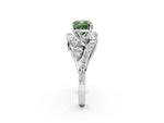 Fancy Green Cushion Cut Diamond Halo Ring in Silver with Marquise and Pavé Band in Prong Setting_14