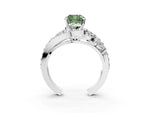 Fancy Green Cushion Cut Diamond Halo Ring in Silver with Marquise and Pavé Band in Prong Setting_15