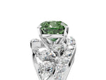 Fancy Green Cushion Cut Diamond Halo Ring in Silver with Marquise and Pavé Band in Prong Setting_17