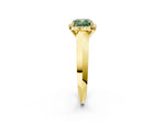 Fancy Green Cushion Cut Diamond Halo Ring in Yellow gold with Cathedral Band and Prong Setting_2