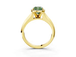 Fancy Green Cushion Cut Diamond Halo Ring in Yellow gold with Cathedral Band and Prong Setting_3