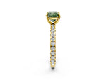 Fancy Green Cushion Cut Diamond Pavé Solitaire Ring in Yellow gold with Round Pavé Band and Prong Setting_2
