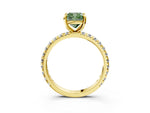 Fancy Green Cushion Cut Diamond Pavé Solitaire Ring in Yellow gold with Round Pavé Band and Prong Setting_3
