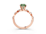 Fancy Green Cushion Cut Diamond Solitaire Ring in Rose gold with Twisted Ribbon Band and Round Accents_3