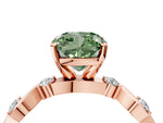 Fancy Green Cushion Cut Diamond Solitaire Ring in Rose gold with Twisted Ribbon Band and Round Accents_4