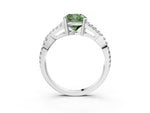 Fancy Green Cushion Cut Diamond Solitaire Ring in White gold with Interwoven Pavé Band and Prong Setting_3