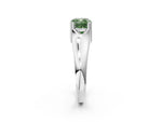 Fancy Green Cushion Cut Diamond Solitaire Ring in White gold with Smooth Wide Band and Prong Setting_2