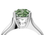 Fancy Green Cushion Cut Diamond Solitaire Ring in White gold with Smooth Wide Band and Prong Setting_4