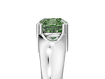 Fancy Green Cushion Cut Diamond Solitaire Ring in White gold with Smooth Wide Band and Prong Setting_5