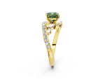 Fancy Green Cushion Cut Diamond Solitaire Ring in Yellow gold with Pavé Twist Band and Prong Setting_2