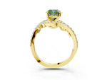 Fancy Green Cushion Cut Diamond Solitaire Ring in Yellow gold with Pavé Twist Band and Prong Setting_3