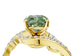 Fancy Green Cushion Cut Diamond Solitaire Ring in Yellow gold with Pavé Twist Band and Prong Setting_4