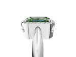 Fancy Green Emerald Cut Diamond Halo Engagement Ring in Platinum with Plain Split Shank and Prong Setting_17