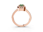 Fancy Green Emerald Cut Diamond Halo Engagement Ring in Rose gold with Milgrain Detail and Pavé Band_3
