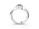 Fancy Green Emerald Cut Diamond Halo Engagement Ring in Silver with Plain Split Shank and Prong Setting_15