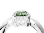 Fancy Green Emerald Cut Diamond Halo Engagement Ring in Silver with Plain Split Shank and Prong Setting_16