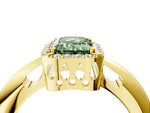Fancy Green Emerald Cut Diamond Halo Engagement Ring in Yellow gold with Plain Split Shank and Prong Setting_4