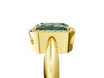 Fancy Green Emerald Cut Diamond Halo Engagement Ring in Yellow gold with Plain Split Shank and Prong Setting_5