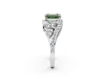 Fancy Green Emerald Cut Diamond Halo Ring in Platinum with Marquise and Pavé Band in Prong Setting_14
