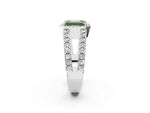 Fancy Green Emerald Cut Diamond Halo Ring in Platinum with Split Shank Band and Prong Setting_14