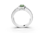 Fancy Green Emerald Cut Diamond Halo Ring in Platinum with Split Shank Band and Prong Setting_15