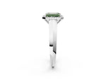 Fancy Green Emerald Cut Diamond Halo Ring in White gold with Cathedral Band and Prong Setting_2