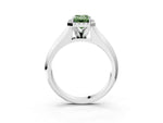 Fancy Green Emerald Cut Diamond Halo Ring in White gold with Cathedral Band and Prong Setting_3