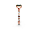Fancy Green Emerald Cut Diamond Pavé Solitaire Ring in Rose gold with Round Pavé Band and Prong Setting_2