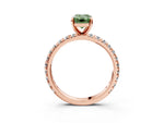 Fancy Green Emerald Cut Diamond Pavé Solitaire Ring in Rose gold with Round Pavé Band and Prong Setting_3