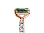 Fancy Green Emerald Cut Diamond Pavé Solitaire Ring in Rose gold with Round Pavé Band and Prong Setting_5