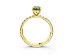 Fancy Green Emerald Cut Diamond Pavé Solitaire Ring in Yellow gold with Round Pavé Band and Prong Setting_3