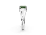 Fancy Green Emerald Cut Diamond Solitaire Ring in Platinum with Smooth Wide Band and Prong Setting_14