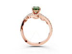 Fancy Green Emerald Cut Diamond Solitaire Ring in Rose gold with Pavé Twist Band and Prong Setting_3