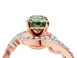 Fancy Green Emerald Cut Diamond Solitaire Ring in Rose gold with Pavé Twist Band and Prong Setting_4