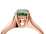 Fancy Green Emerald Cut Diamond Solitaire Ring in Rose gold with Smooth Wide Band and Prong Setting_4