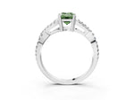 Fancy Green Emerald Cut Diamond Solitaire Ring in Silver with Interwoven Pavé Band and Prong Setting_9