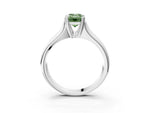 Fancy Green Emerald Cut Diamond Solitaire Ring in Silver with Smooth Wide Band and Prong Setting_15