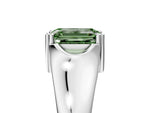 Fancy Green Emerald Cut Diamond Solitaire Ring in Silver with Smooth Wide Band and Prong Setting_17